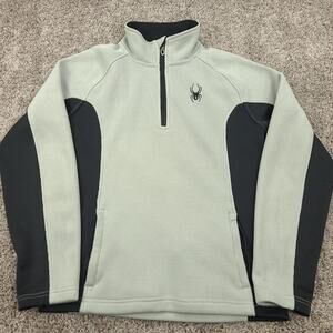 Spyder Sweater Men’s Small Gray Black Half-Zip Pullover Mock Neck Ski